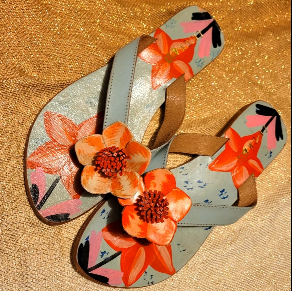 Hand crafted/🎨 indian leather 🌺 thongs